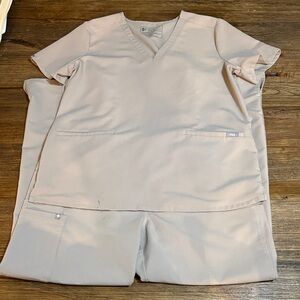 Figs Light Tan Scrub Set, pants and top